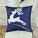 CaliTime Pack of 2 Soft Canvas Throw Pillow Covers Cases for Couch Sofa Home Decoration Christmas Holiday Reindeer with Stars Print 18 X 18 Inches Navy Blue