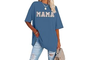 FLOYU Baseball Shirt Women Oversized Baseball Mom Tops Chenille Baseball Letter Printed Tees Baseball Mama Gift Blouse