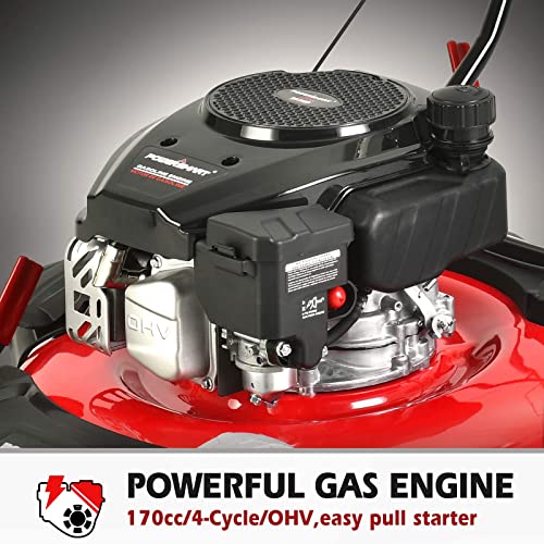 PowerSmart Self Propelled Gas Lawn Mower 21Inch 170cc 3in1, Gas