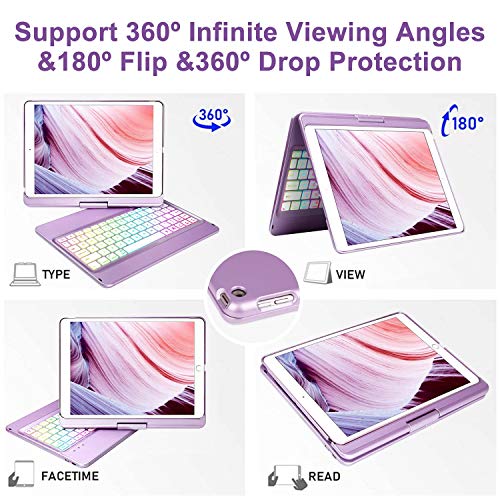iPad Case Keyboard for 10.2 9th/8th/7th Gen,Wireless BT Keyboard10