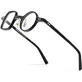 HEPIDEM Acetate Glasses Frame Men,Left Square Right Round Vintage Retro Optical Eyeglasses