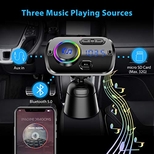 Tecboss Bluetooth FM Transmitter for Car, Bluetooth 5.0 Wireless Car