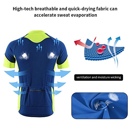 Dooy Men's Cycling Bike Jersey, Short Sleeve MTB Shirts with 3 Rear Pockets-Breathable,Smooth Zipper Biking Shirt - Image 6