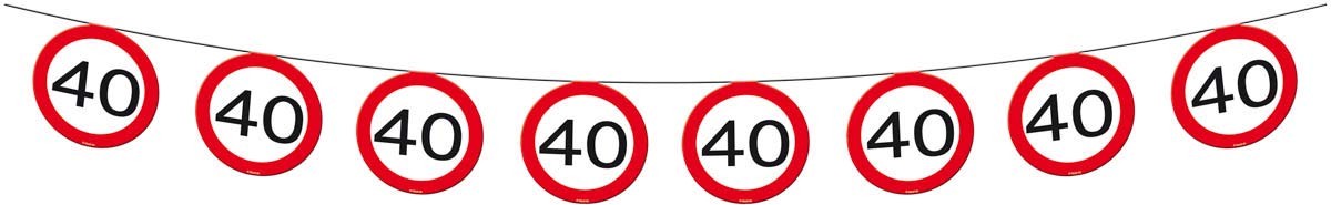 Folat - 40th Birthday Traffic Sign Garland - 12 m