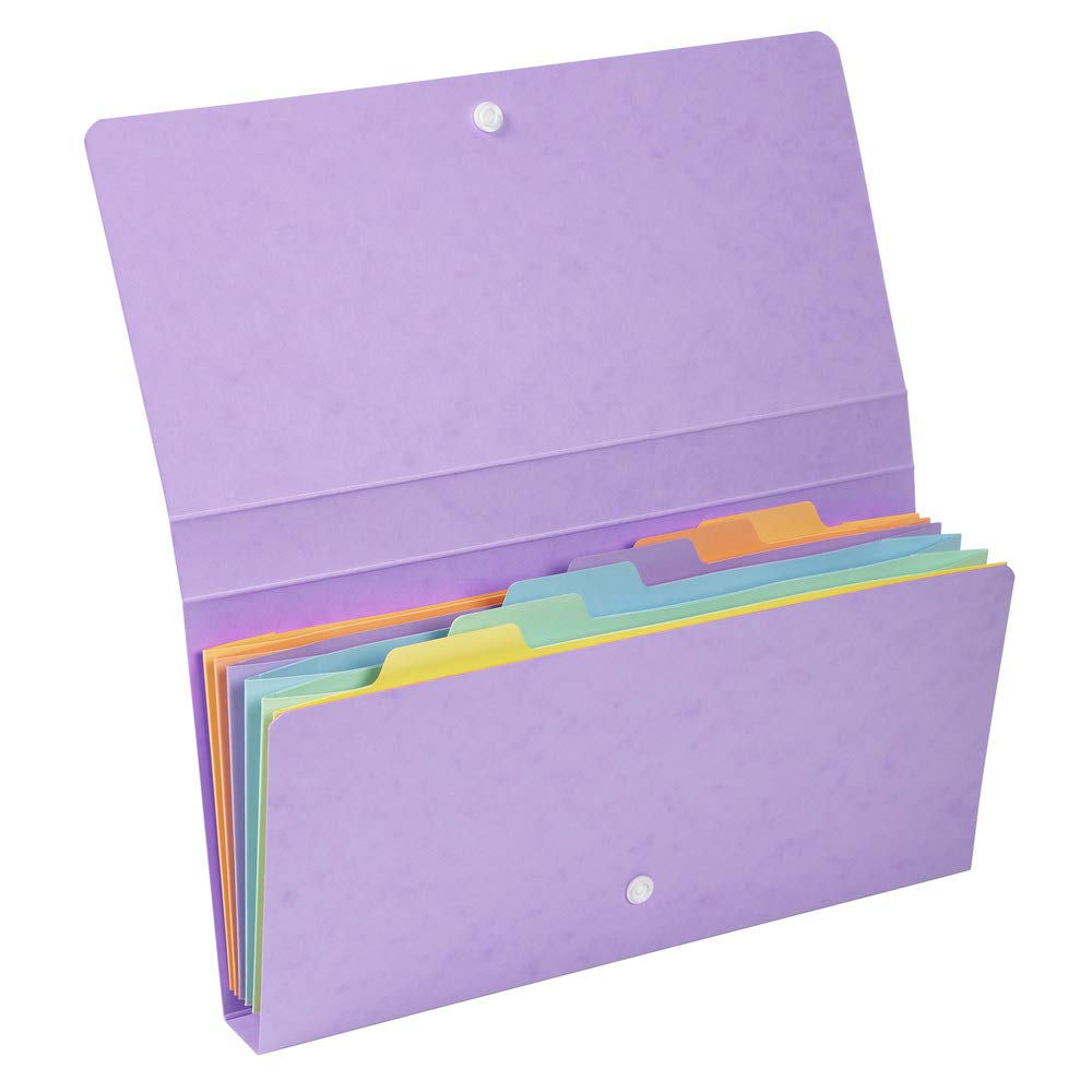 Exacompta - Ref 58660E - Aquarel Collection - Multipart Pocket Organiser - 26 x 13cm, Ideal for Receipts, 6 Tabbed Sections, Holds up to 120 Sheets - Assorted Colours