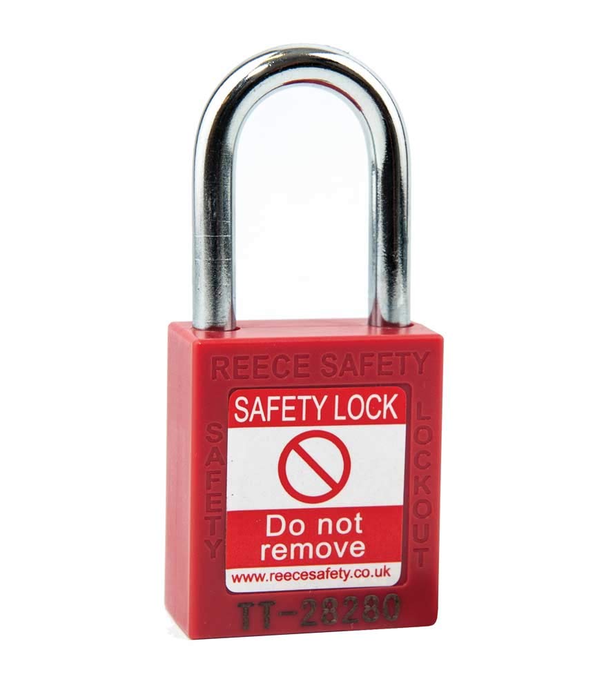 Caledonia Signs 53315 Safety Lockout Padlock, Keyed Different, Red
