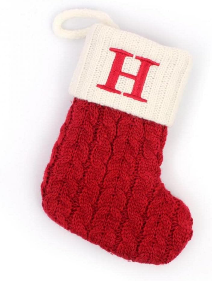 Stockings & Holders - Christmas Stocking with 26 Letter, Initial Embroidered Mini Cute Christmas Stockings Cotton Cord with White Super Soft Plush Cuffs Christmas Decorations, 5.5 * 7.1 in (H)