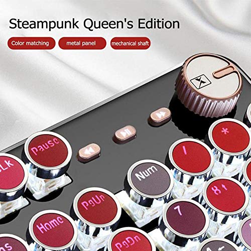 MOGOI Retro Mechanical Gaming Keyboard, Lipstick Keyboard Waterproof Wired Gaming Keyboard Luxury Palette 104 Keys Metal Panel for Windows PC Desktop Computer Women Girls