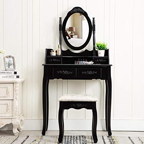 compact mirrored dressing table