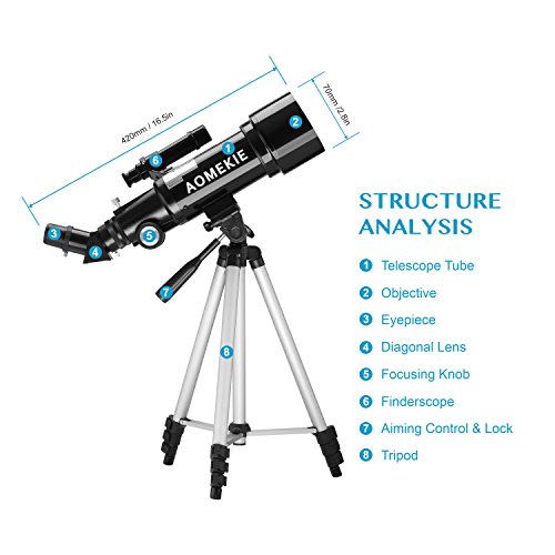 Aomekie Telescope for Adults Kids Astronomy Beginners 70mm Refractor