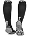 Compression Socks - Firm Knee High Graduated 20-30 mmHg - Foot Ankle Shin and Calf Support Sock - for Running Sports Travel & Recovery - Black/Large