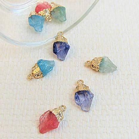 Amazon 鉱石チャーム 宝石 結晶 ピアス ネックレス ハンドメイド レジン 綺麗 イヤリング アクセサリー 宝箱 Diy 可愛い グリーン デコ素材 通販