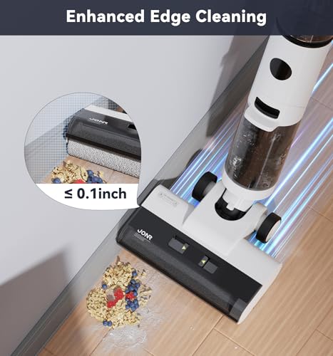 JONR ED12 Cordless Wet Dry Vacuum and Mop, 3-in-1 Self-Cleaning Floor Washer for Hardwood Tile Laminate, 0.1 Inch Edge Cleaner, Self-Propelled, Lightweight for Spills Pet Hair (L)