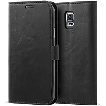 Samsung Galaxy S5 Case,Mulbess Vintage Leather Wallet Case with TPU Inner Shell, Magnetized Closure, Card Slots Money Pouch and Stand Feature for Samsung Galaxy S5,Black