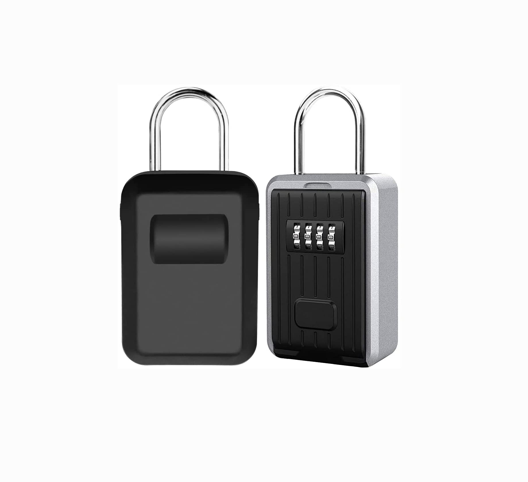 Shiwaki with 4 Digit Combination Lock Key Lock Box Large Capacity Wall Mounted Key Safe Box with Cover for Outdoor Home Office Garage School Gym Spare House Keys (Black)