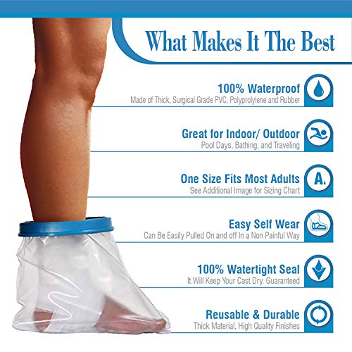 Wilsco® Waterproof Foot and Ankle Cover for Shower ~ Keep Bandages & Dressings Dry in The Shower ~ Reusable + Submersible - Thumbnail 2