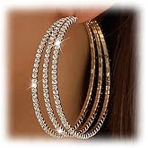YERTTER Vintage Circle Hoop Dangle Earrings Crystal Rhinestone Round Drop Earrings Tassel Earrings Women Statement Earrings for Wedding Women Brides