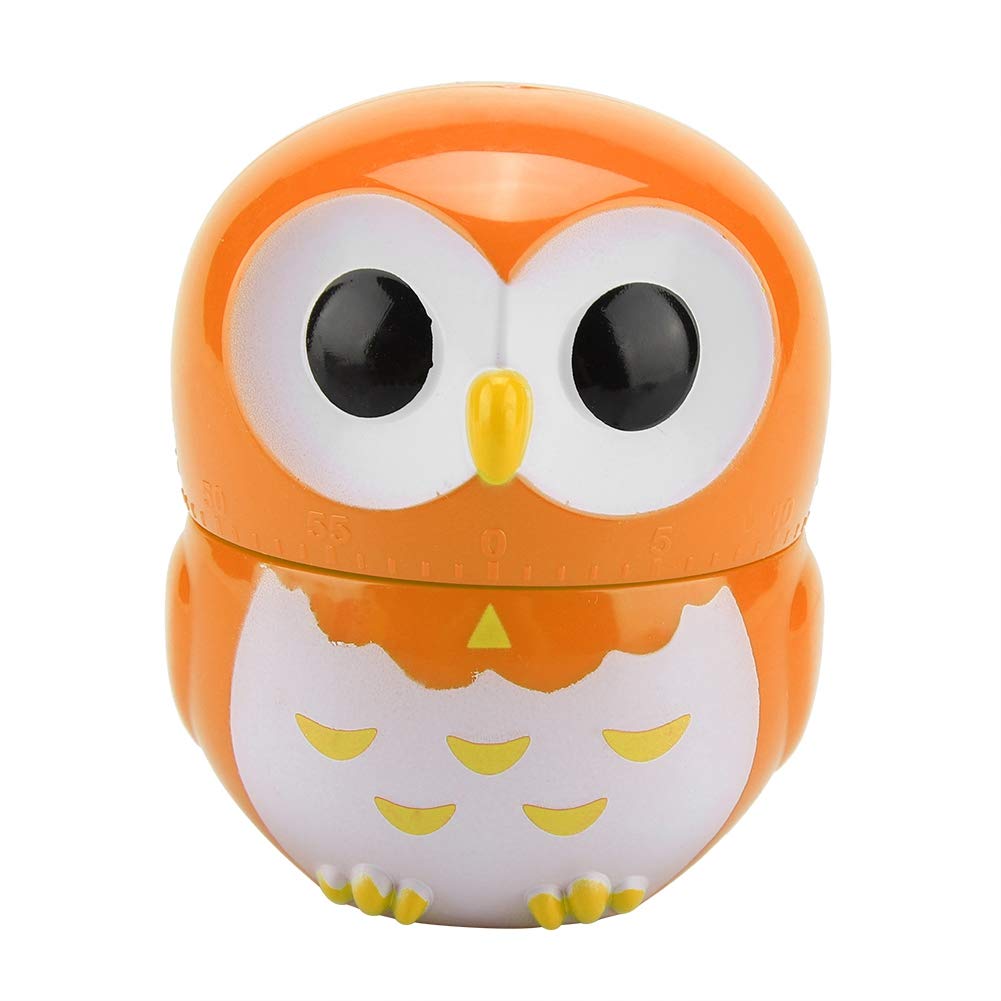 Kitchen Timer, Cute Owl Shape Mechanical Timer, Manual Egg Kitchen Timer Countdown Timer for Home Kitchen Cooking Baking(Orange)