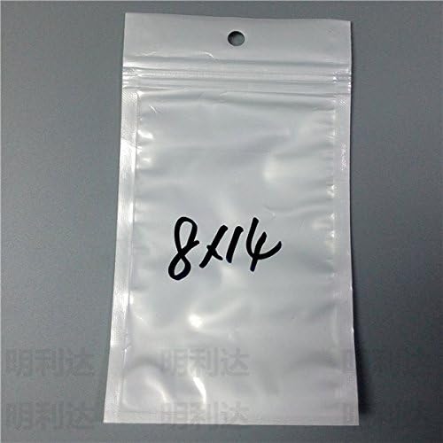 zipper lock reclosable poly bag size 8 *14CM clear front pear white backside 100pcs