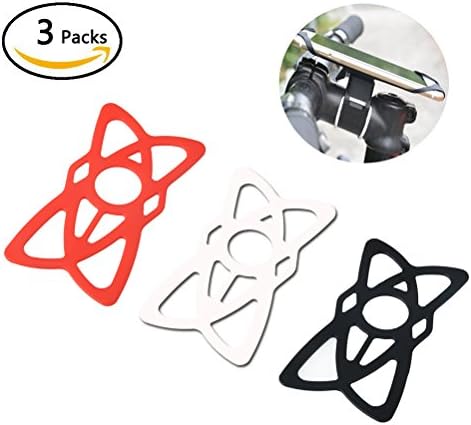 Security Rubber Bands Grips Replacement Rubber Silicone Straps for Universal Bike, Motorcycle Handlebar, Fits All iOS Android Smartphone GPS other Devices (Red &amp; white &amp; Black)