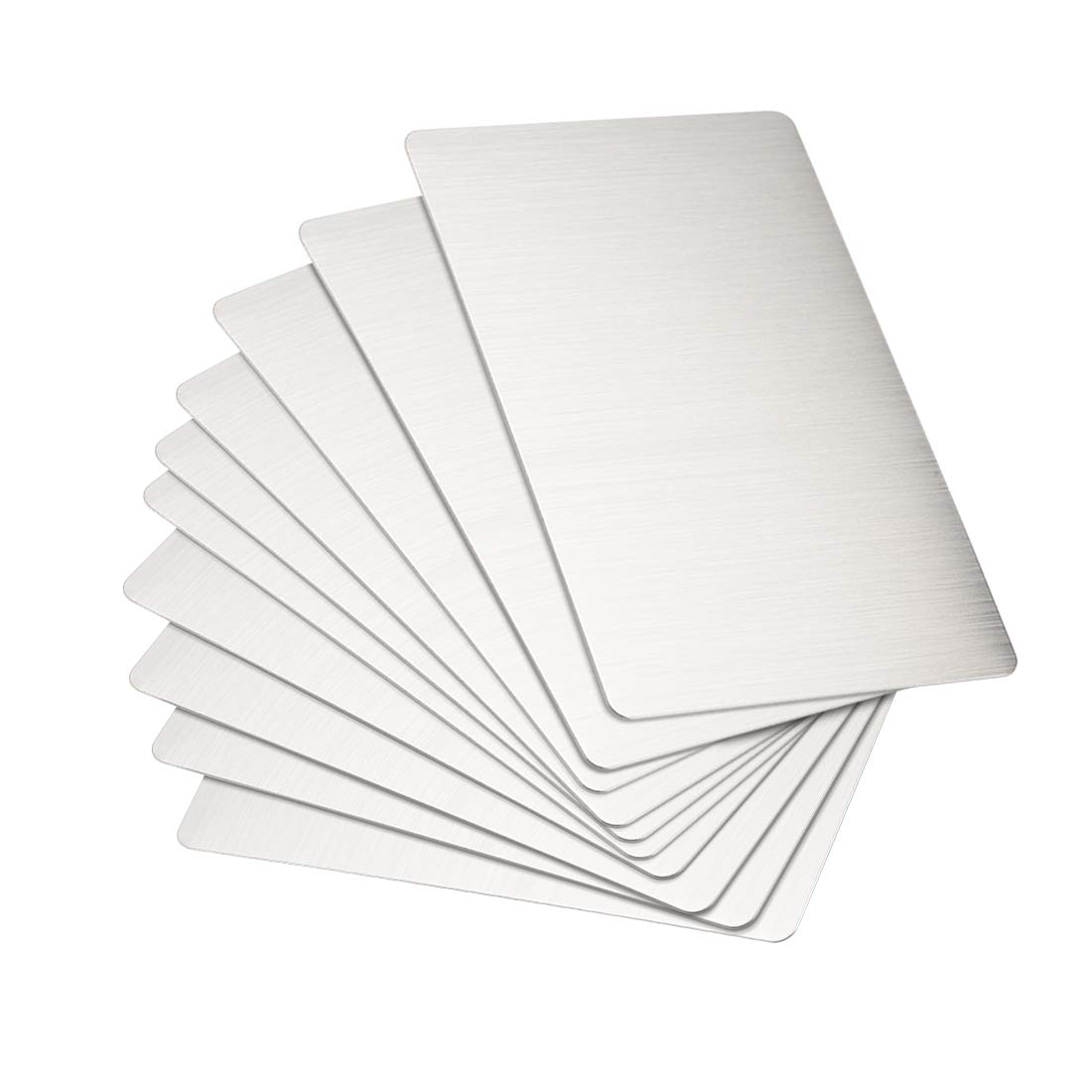 sourcing map Blank Metal Card 80x50x0.4mm Brushed 201 Stainless Steel Plate for DIY Laser Printing Engraving Silver Tone 15 Pcs — image 1