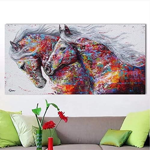 HHXX9 Print Painting Art Hd Canvas Animal Horse Home Decor Modular Vintage Wall Tableau Picture for Living Room Poster 60X120Cm No Frame