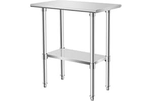 HASOPY Stainless Steel Work Table 18" X 30",Heavy Duty Food Prep Metal Table with Adjustable UnderShelf,Commercial Worktable for Home Kitchen Restaurant Garage Warehouse Outdoor