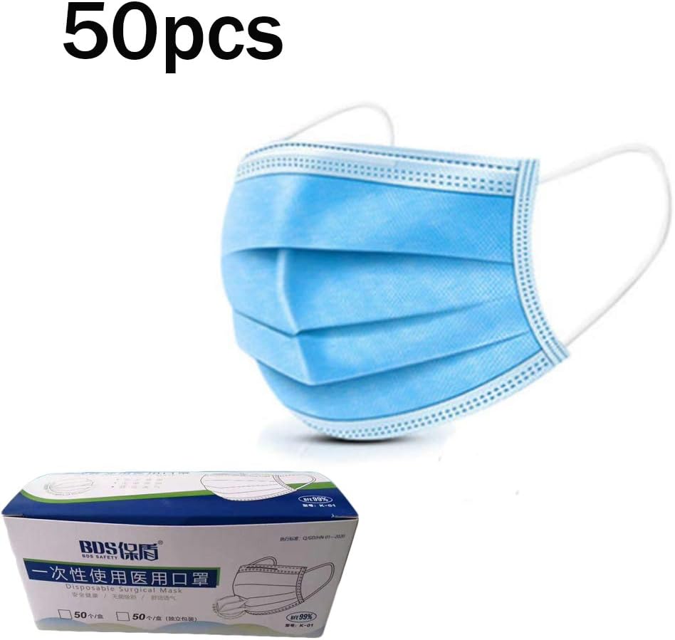 VICKO 50Pcs Disposable 3-Layer Masks, Anti Dust Breathable Disposable Earloop Mouth Face Mask,Comfortable Masks for Personal Health (50pcs)