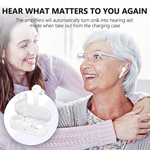 LAIWEN Hearing Amplifier Aid For Seniors 2-Pack with Charging Box (White)