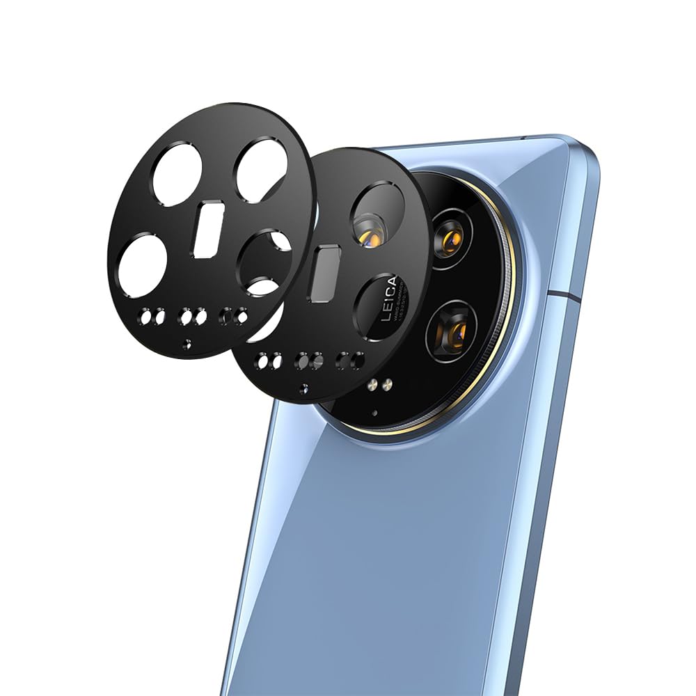 QINOUK for Xiaomi 14 Ultra Lens Protector, [2 Pack] Aluminum Alloy Metal Camera Lens Protection, [Anti-Scratch] Compatible with Xiaomi 14 Ultra-Black