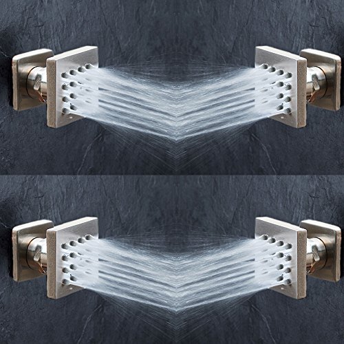 HOMEDEC 4 PCS Bathroom Faucets Accessories 50 x 50 MM Rainfall Shower Body Jet 2 Inch Brass Massage Spray Jets Rain Body Jets,Brushed Nickel