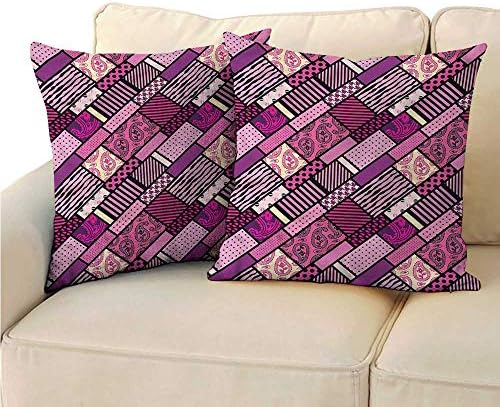 RuppertTextile Magenta Creative Pillowcase Patchwork Style Polka Dots Suitable for Hair and Skin Health W17 x L17