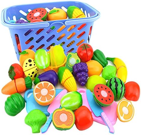 sJIPIIIk552 Fruit Vegetable Food Cutting Set Reusable Role Play Pretend Kitchen Kids Toys
