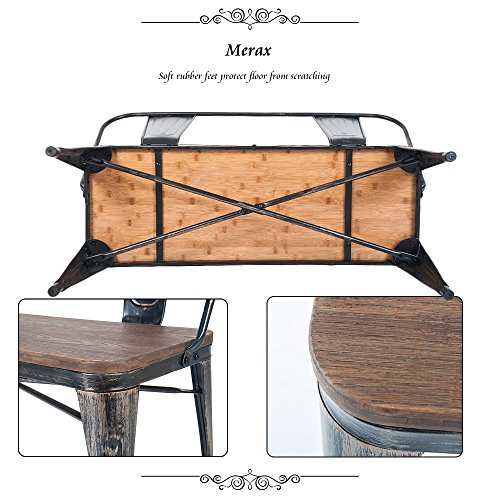 image for Merax Rustic Vintage Style Distressed Dining Table Bench with Wooden S