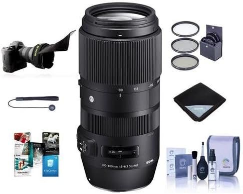 Sigma 100-400mm f/5-6.3 DG OS HSM Lens for Nikon F, Bundle with ProOptic 67mm Filter Kit, Lens Wrap, Flex Lens Shade , Cleaning Kit, Lens Cap Tether, PC Software Kit