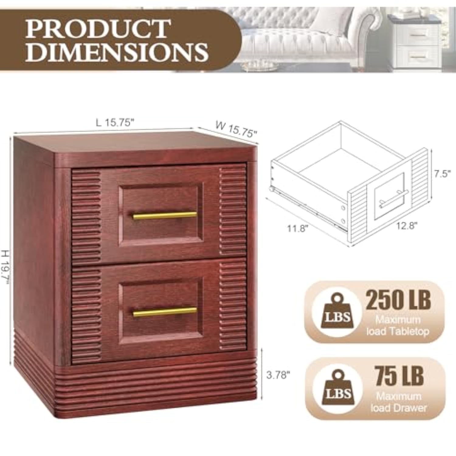 RECHHX Farmhouse Nightstand 50%OFF