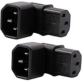 IEC C14 to C13 Power Adapter PDU Plug/Socket Down 90 Degree for LCD Wall Mount TV 2 Pack