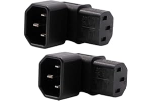 WYMECT IEC C14 to C13 Power Adapter PDU Plug/Socket Down 90 Degree for LCD Wall Mount TV 2 Pack