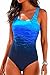 Upopby Women's Athletic Crisscross Printed One Piece Swimsuits Padded Swimwear Bathing Suits
