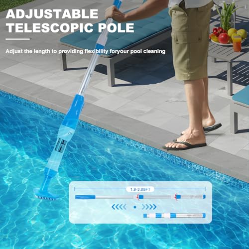 4 in 1 Cordless Rechargeable Small Pool Vacuum spa hot tub 90 Mins Running Time, 12 Gallons/Min Powerful Suction