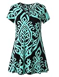 Zattcas Womens Criss Cross V Neck Tunic Dress Pocket Loose Swing T Shirt Dress
