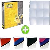 Pokemon Pikachu 3-Ring Binder Plus 4 Mini Card Albums - Comes With 25 9-Pocket Card Protector Sheets - Protect Your Cards In Style - Durable Lightweight Design and Featuring Your Favorite Characters