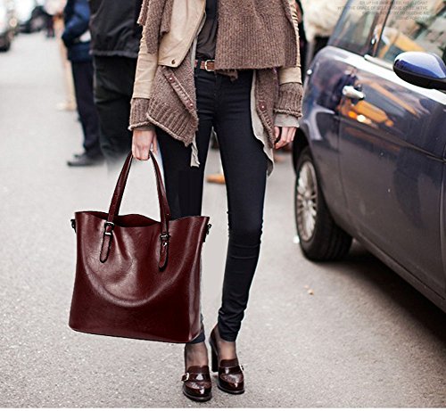 Ecokaki Women’s Vintage Large PU Leather Travel Handbag Hobo Bag Shoulder Bag Sling Bag Cross Body Bag Black - Thumbnail 4