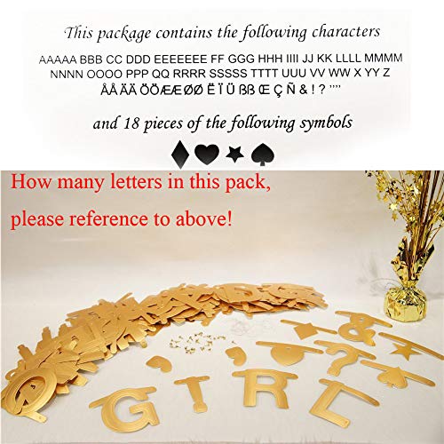 SUNBEAUTY Gold Customizable Letters&Symbols Banner Decoration Kit Party Custom Banner for Birthday Wedding Baby Showers Photo Props Window Decor (Gold)