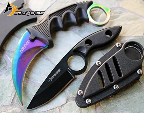 2 PCS - TACTICAL COMBAT Survival Boot/Neck Knives With Sheath - [9508-5860BK]