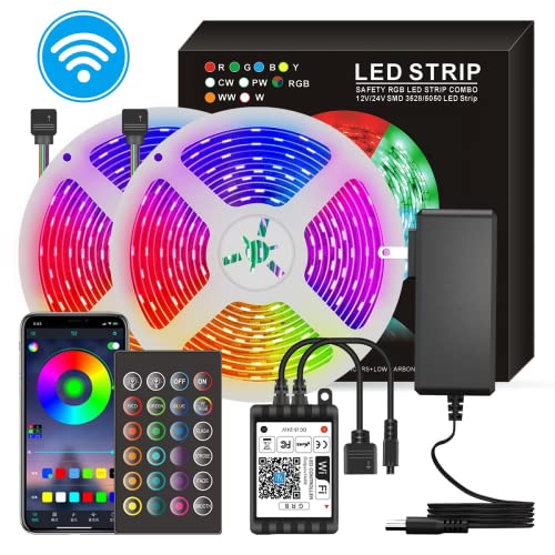 Led Strip Lights 65.6ft (2 Rolls of 32.8ft) 360 Lamp Beads Smart Light Strips with App Control RGB Led Lights for Bedroom，Music Sync Color Changing Lights for Room Party