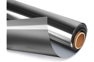 HIDBEA One Way Privacy Window Film, Daytime Mirror Reflective Heat Control UV Sun Blocking Non-Adhesive Static Cling Window Tint for Home and Office(Black-Silver, 17.5 Inch x 6.5 Feet)