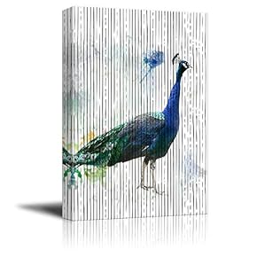 Canvas Wall Art Beautiful Peacock Dreaming Painting Artwork for Home Prints Framed - 12x18 inches