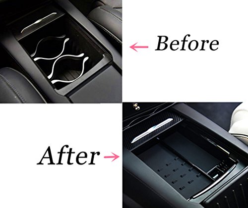 LMZX TeslaHome Center Console Armrest Storage Box Holder Container Glove Pallet for Tesla Model X Model S 2016 2017 2018 (Updated Version)