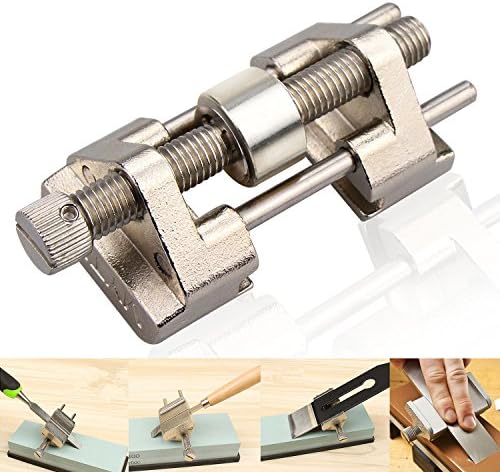 Honing Guide, BonyTek Stainless Steel Side Clamping Fixed Angle Honing Guide with Roller for Wood Chisel, Planer, Blade, Flat Chisel Edge Sharpening, Clamping Width 0.32-3.22''(Stainless Steel Roller)